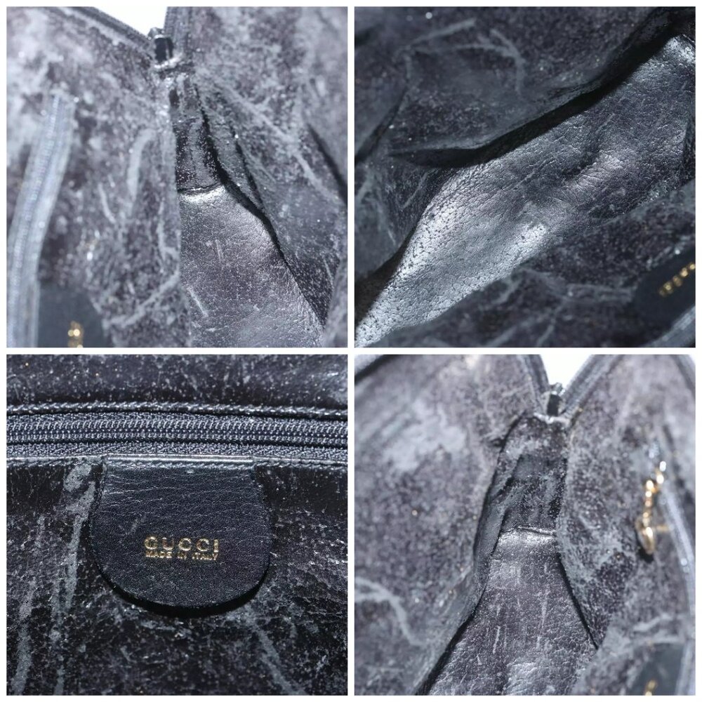 GUCCI Bamboo Hand Bag Leather 2way Black - Picture 15 of 15